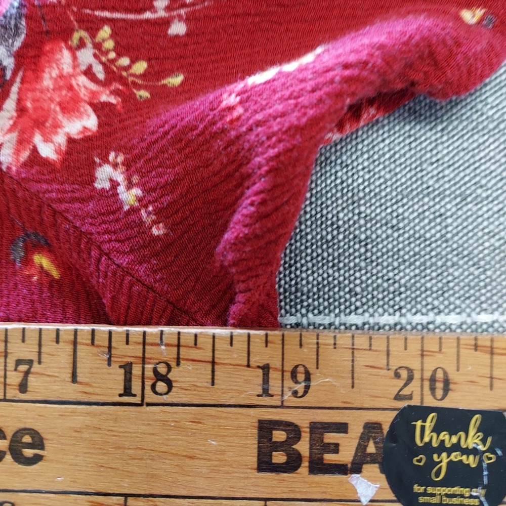 Torrid Floral Gauze Cold Shoulder Crochet Straps Red Size 1 Boho - Picture 5 of 8